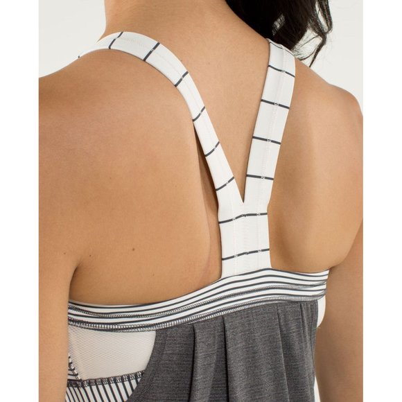 Lululemon Rest Less Gray Striped Strap Loose Fit Lightweight Tank Top sz 4 - Picture 4 of 12